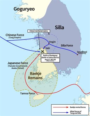 645年の白村江の戦いの Sillaと唐の連合軍による百済滅亡の衝撃